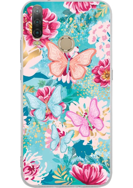 General Mobile Gm 10 Uyumlu Kelebekler ve Çiçekler Baskılı Silikon Kılıf