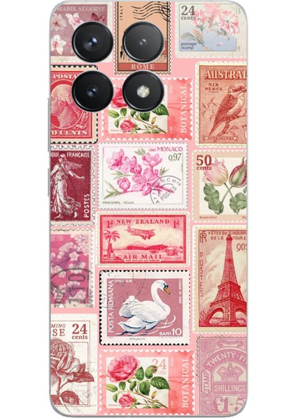 Poco F6 Pro Uyumlu Pembe Posta Pulları Baskılı Silikon Kılıf