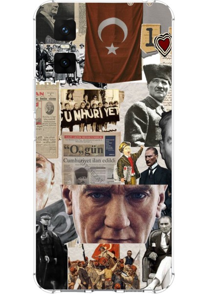 Infinix Gt 30 Pro Uyumlu Atatürk Cumhuriyet Kolaj Baskılı Silikon Kılıf