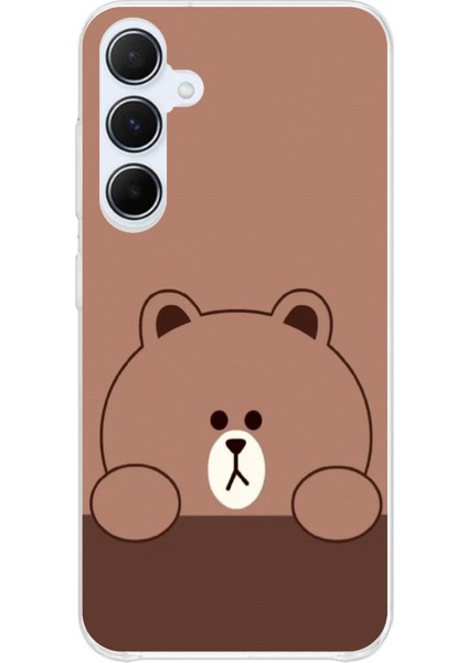 Samsung Galaxy A35 Uyumlu Kahverengi Ayı Tasarımlı Baskılı Silikon Kılıf