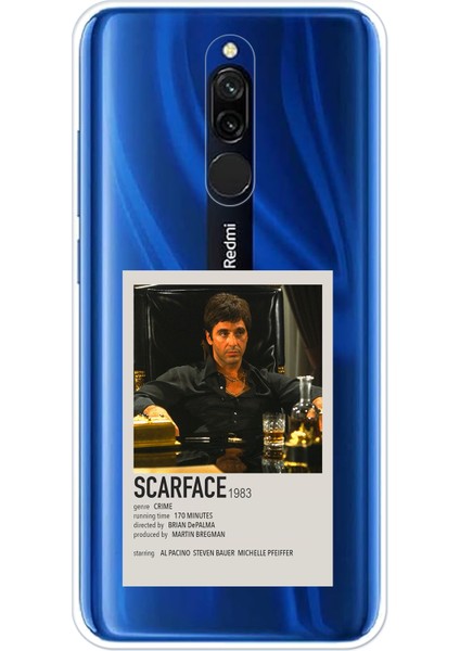 Redmi 8 Uyumlu Scarface Mini Poster Tasarımlı Baskılı Silikon Kılıf