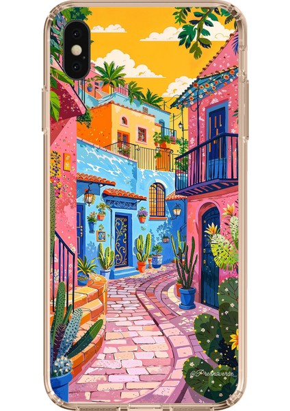 iPhone Xs Max Uyumlu Renkli Sanat Sokak Silikon Kılıf