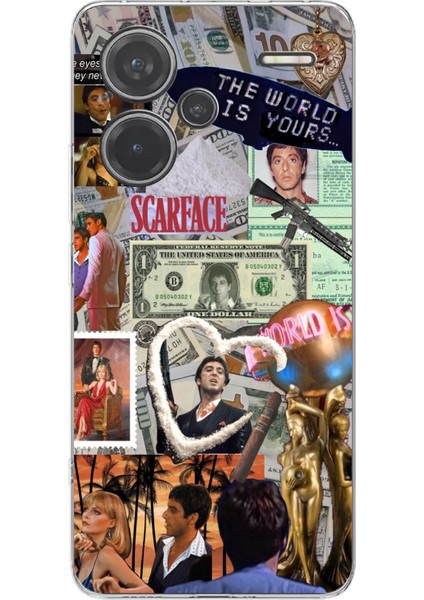 Redmi Note 13 Pro Plus 5g Uyumlu Scarface Kolaj Tasarımlı Baskılı Silikon Kılıf