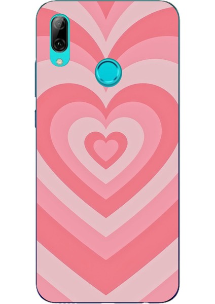 Huawei P Smart 2019 Uyumlu Pembe Kalpler Baskılı Silikon Kılıf