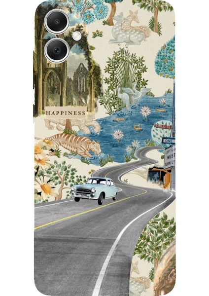 Samsung Galaxy A05 Uyumlu Yeşil Sanatsal Yol Çiçekler Baskılı Silikon Kılıf