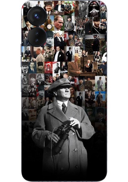 Tecno Spark 9 Pro Uyumlu Atatürk Portre Kolaj Baskılı Silikon Kılıf