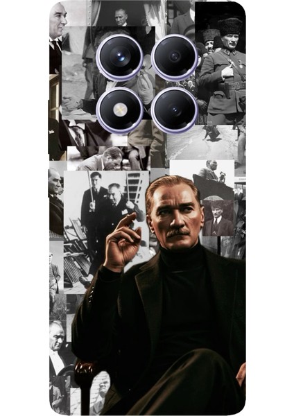 Redmi Note 14 Pro Plus 5g Uyumlu Mustafa Kemal Atatürk Kolaj Baskılı Silikon Kılıf