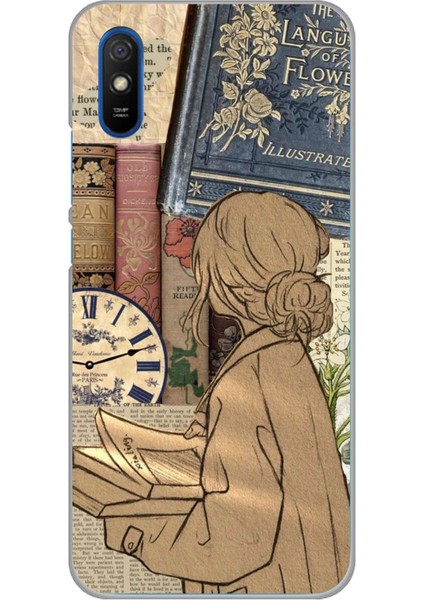 Redmi 9A Uyumlu Retro Gazete Kadın Tasarımlı Baskılı Silikon Kılıf