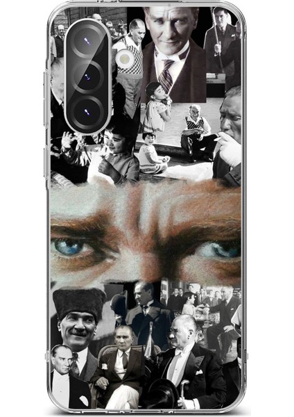 Samsung Galaxy A36 Uyumlu Atatürk Renkli Kolaj Gözler Baskılı Silikon Kılıf