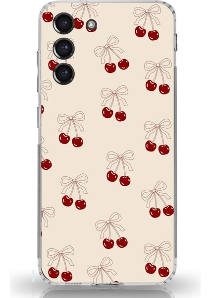 Samsung Galaxy S21 Fe Uyumlu Fiyonklu Kirazlar Baskılı Silikon Kılıf