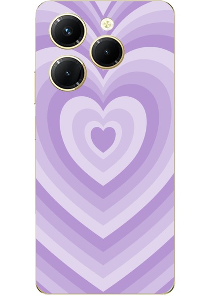 Tecno Spark 20 Pro Uyumlu Mor Kalp Dalgalar Tasarımlı Baskılı Silikon Kılıf