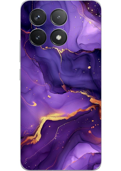 Poco F6 Pro Uyumlu Ametist Taşı Mor Mermer Baskılı Silikon Kılıf