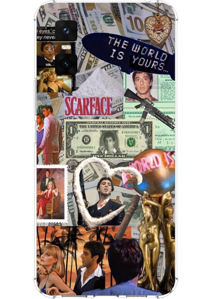 Infinix Gt 30 Pro Uyumlu Scarface Kolaj Tasarımlı Baskılı Silikon Kılıf