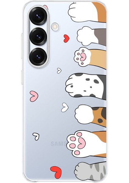 Samsung Galaxy S25 Plus Uyumlu Sevimli Kedi Patiler Tasarımlı Baskılı Silikon Kılıf