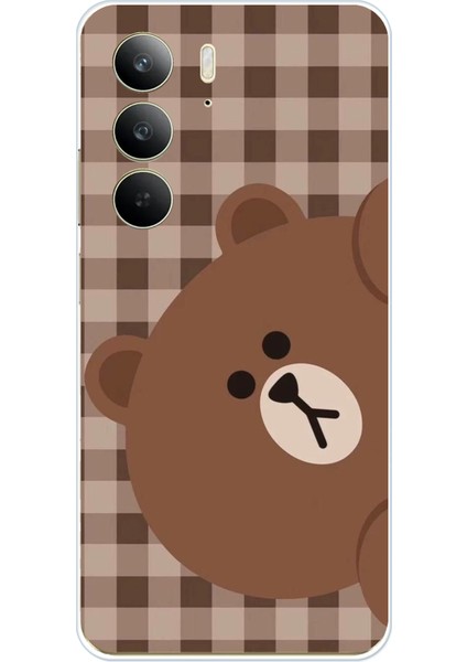 Realme C75 Uyumlu Kahverengi Ayı Yan Tasarımlı Baskılı Silikon Kılıf