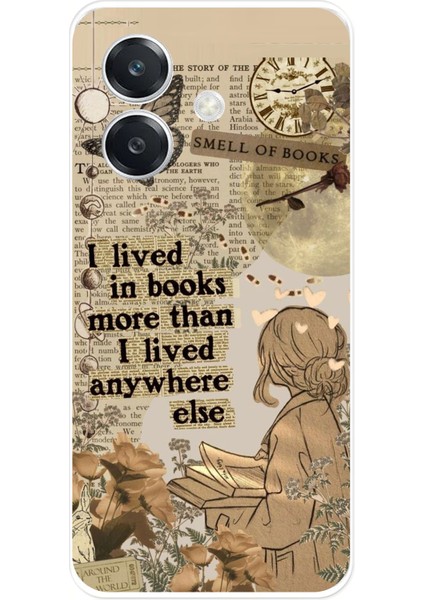 Oppo A3 Uyumlu Kitap Okuyan Kadın Retro Baskılı Silikon Kılıf