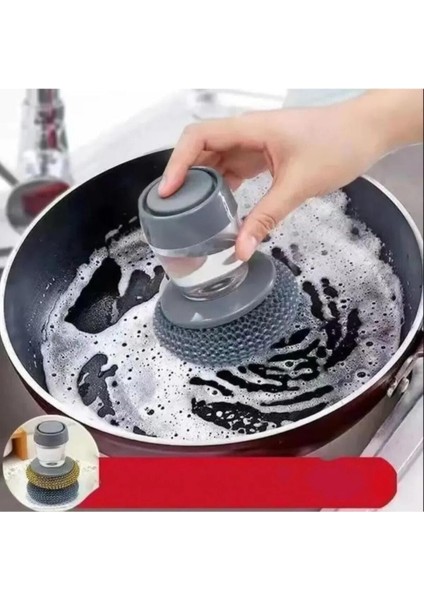 1 Adet Deterjan Hazneli Bulaşık Yıkama Teli Hazneli Mutfak Banyo Lavabo Yıkama Fırçası