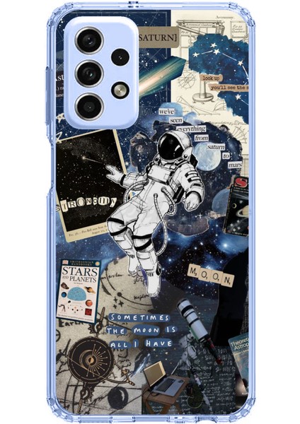 Samsung Galaxy A33 Uyumlu Retro Astronot Tasarımlı Baskılı Silikon Kılıf