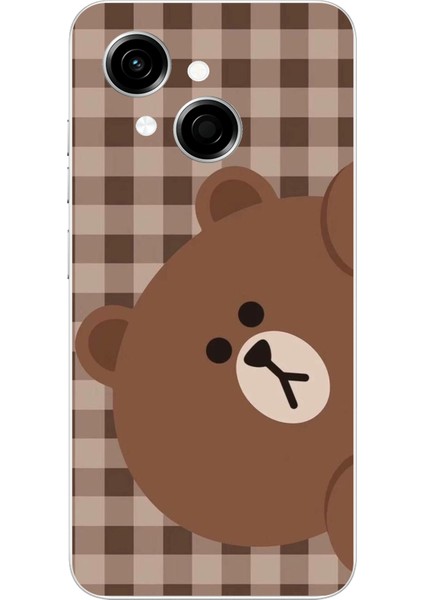 Tecno Spark Go 1 Uyumlu Kahverengi Ayı Yan Tasarımlı Baskılı Silikon Kılıf