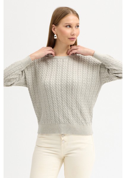 Kayık Yaka Selanik ve Saç Örgü Salaç Kazak