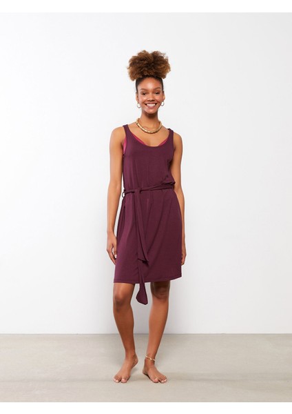 Yeni Sezon Bisiklet Yaka Düz Askılı Kadın Plaj Elbisesi