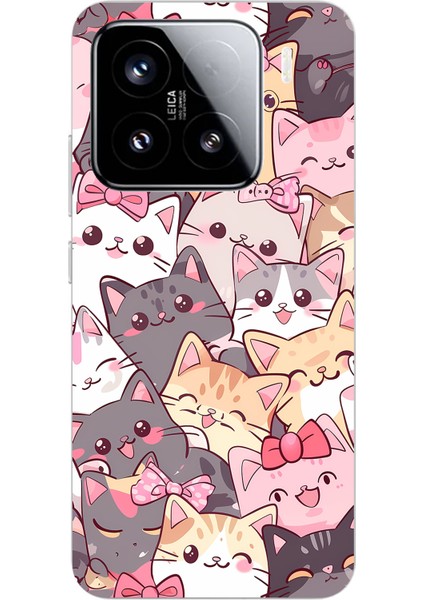 Xiaomi Mi 15 Pro Uyumlu Sevimli Kediler Baskılı Silikon Kılıf