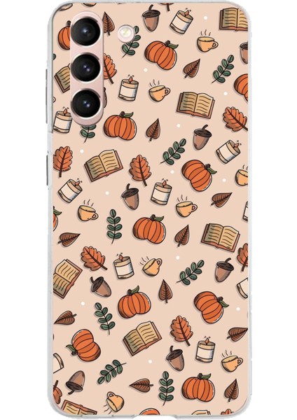 Samsung Galaxy S21 Uyumlu Sonbahar Balkabağı Baskılı Silikon Kılıf