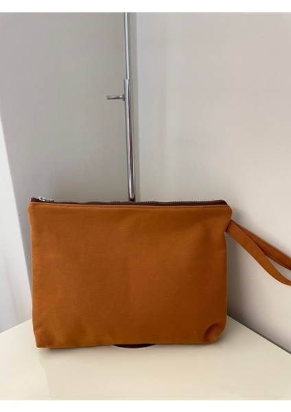 Gabardin Kumaştan Portföy Çanta-Kahverengi Düz fiyatları