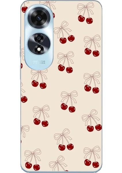Oppo A60 Uyumlu Fiyonklu Kirazlar Baskılı Silikon Kılıf