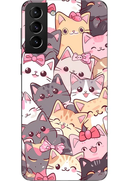 Samsung Galaxy S21 Plus Uyumlu Sevimli Kediler Baskılı Silikon Kılıf