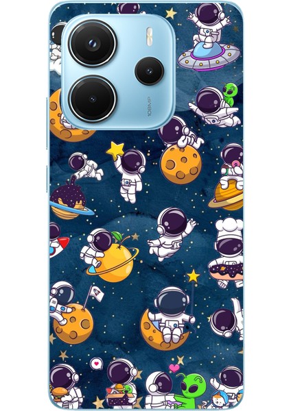 Redmi Note 14 4g Uyumlu Minik Astronotlar Uzayda Baskılı Silikon Kılıf