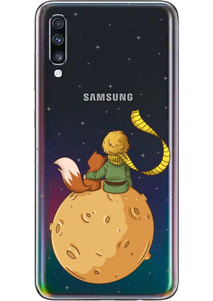 Samsung Galaxy A70 Uyumlu Küçük Prens Gezegen Boa Tasarımlı Baskılı Silikon Kılıf