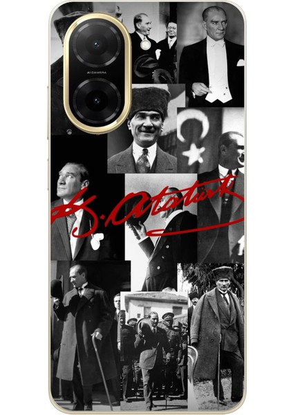 Redmi A5 Uyumlu Kırmızı Mustafa Kemal Atatürk Imza Baskılı Silikon Kılıf