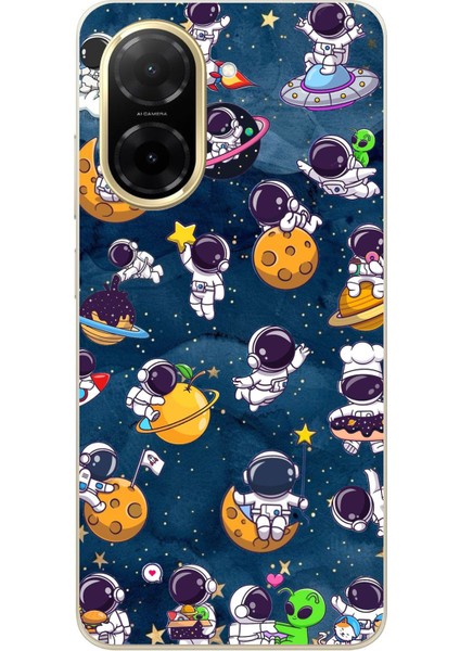 Redmi A5 Uyumlu Minik Astronotlar Uzayda Baskılı Silikon Kılıf