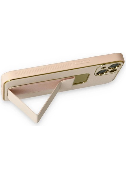 iPhone 14 Plus Kılıf Coco Deri Standlı Kapak - Gold modelleri