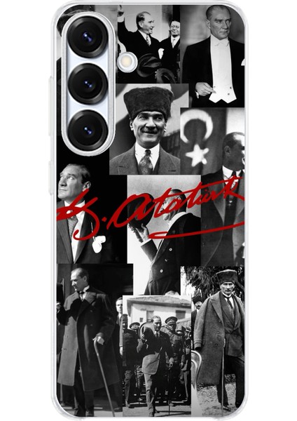 Samsung Galaxy S25 Uyumlu Kırmızı Mustafa Kemal Atatürk Imza Baskılı Silikon Kılıf
