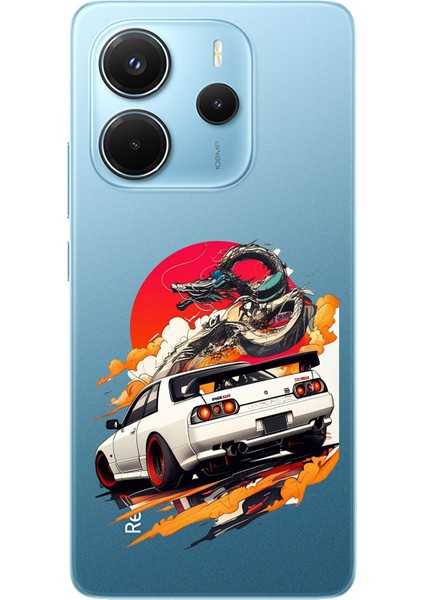 Redmi Note 14 4g Uyumlu Gtr Güneş Ejderha Tasarımlı Baskılı Silikon Kılıf