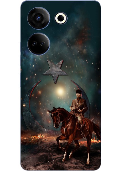 Tecno Camon 20 - 20 Pro 4g Uyumlu Atatürk At Üstünde Zafer Baskılı Silikon Kılıf