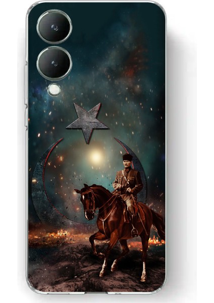 Vivo Y17S Uyumlu Atatürk At Üstünde Zafer Baskılı Silikon Kılıf