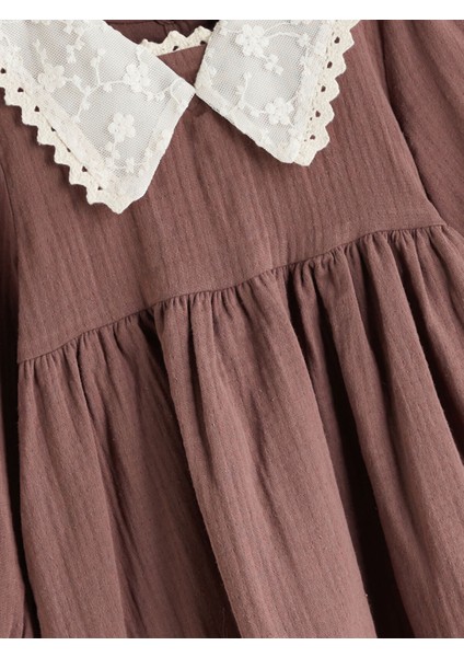 Yeni Sezon Bebe Yaka Kız Çocuk Müslin Elbise fırsatları