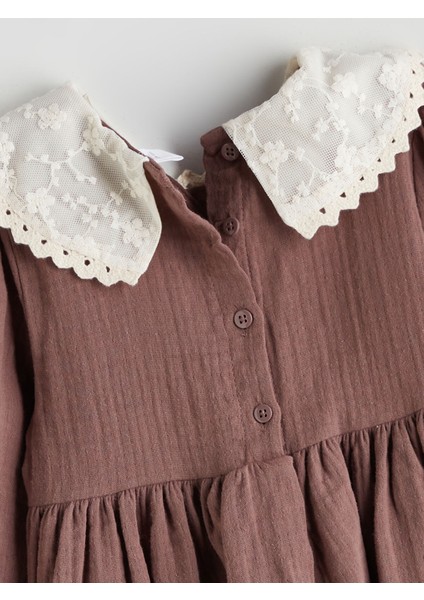 Yeni Sezon Bebe Yaka Kız Çocuk Müslin Elbise indirimleri