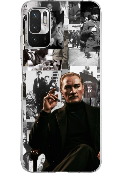 Redmi Note 10 5g Uyumlu Mustafa Kemal Atatürk Kolaj Baskılı Silikon Kılıf