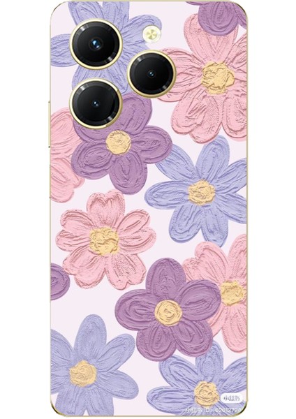 Tecno Spark 20 Pro Uyumlu Renkli Papatyalar Sulu Boya Baskılı Silikon Kılıf