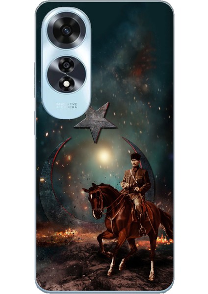Oppo A60 Uyumlu Atatürk At Üstünde Zafer Baskılı Silikon Kılıf