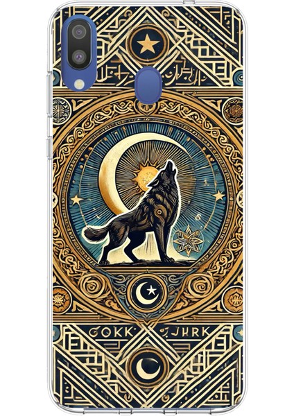 Samsung Galaxy M20 Uyumlu Yalnız Kurt Göktürk Baskılı Silikon Kılıf