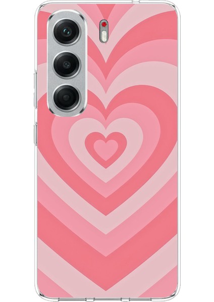 Tecno Camon 40 Pro Uyumlu Pembe Kalpler Baskılı Silikon Kılıf