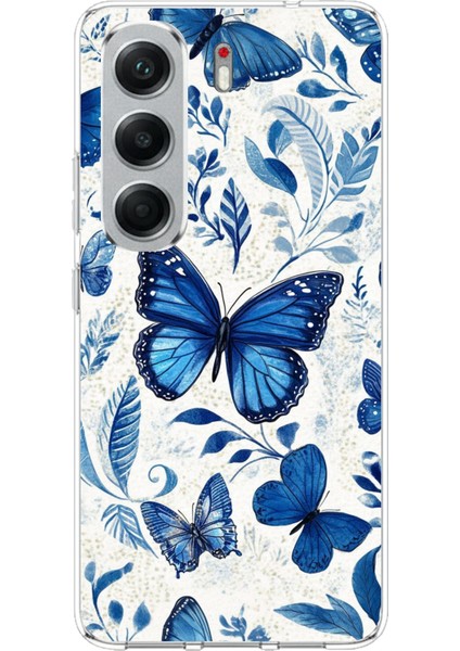 Tecno Camon 40 Pro Uyumlu Mavi Kelebekler Baskılı Silikon Kılıf