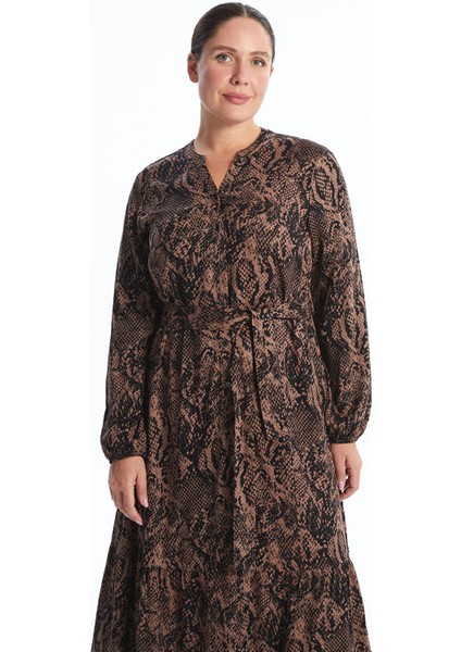 Yeni Sezon Kaçık Yaka Desenli Elbise fiyatları