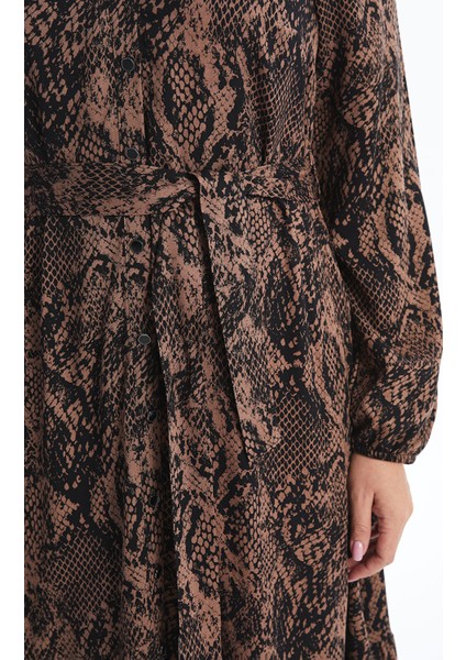 Yeni Sezon Kaçık Yaka Desenli Elbise modelleri