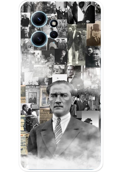 Redmi Note 12 4g Uyumlu Mustafa Kemal Atatürk Kolaj Baskılı Silikon Kılıf